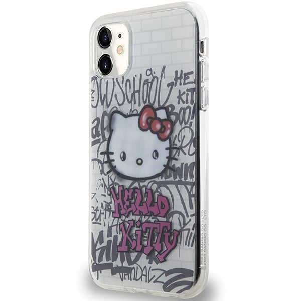 Hello Kitty IML Kitty On Bricks Graffiti æske til iPhone 11 / Xr - hvid