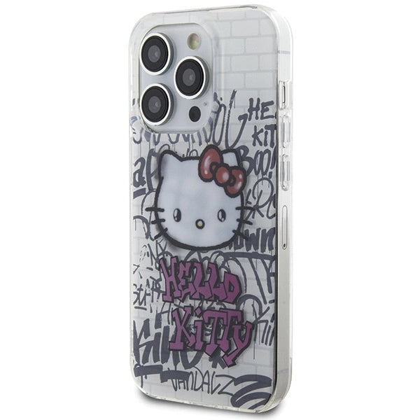Hello Kitty IML Kitty On Bricks Graffiti case for iPhone 15 Pro - white