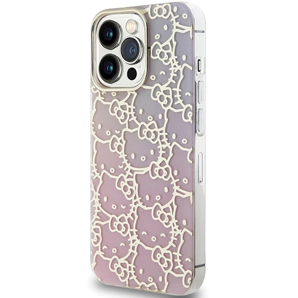 Hello Kitty IML Gradient Electrop Crowded Kitty Head Case for iPhone 15 Pro Max - Pink