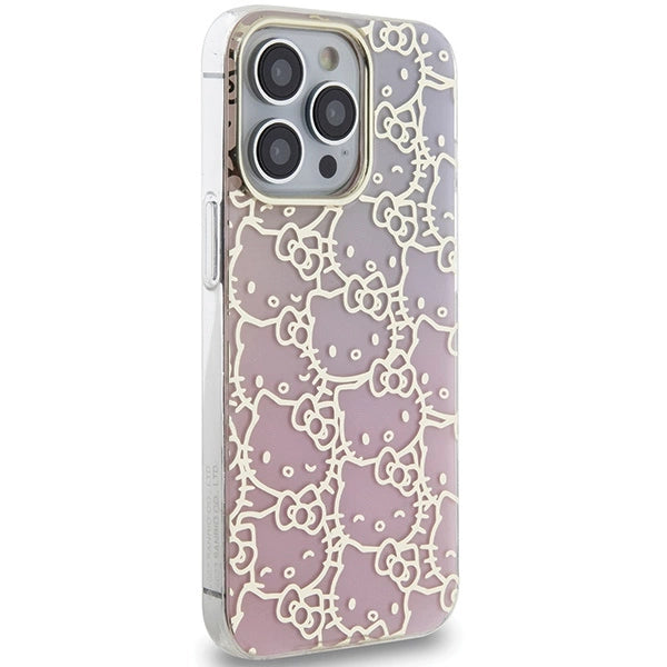 Hello Kitty IML Gradient Electrop Crowded Kitty Head Case for iPhone 15 Pro Max - Pink