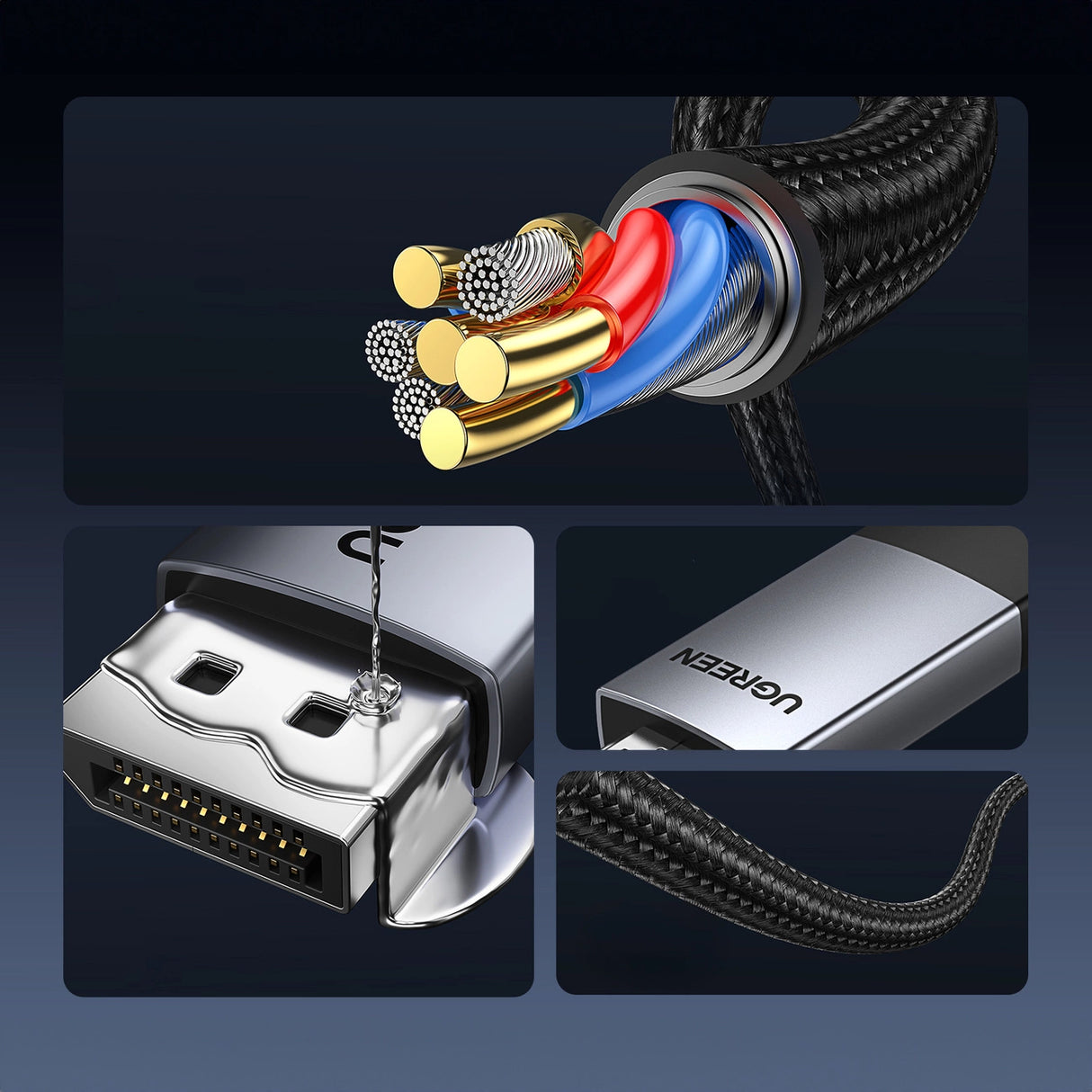 Ugreen DP119 15773 DisplayPort / HDMI 4K 60Hz kabel 1m - grå