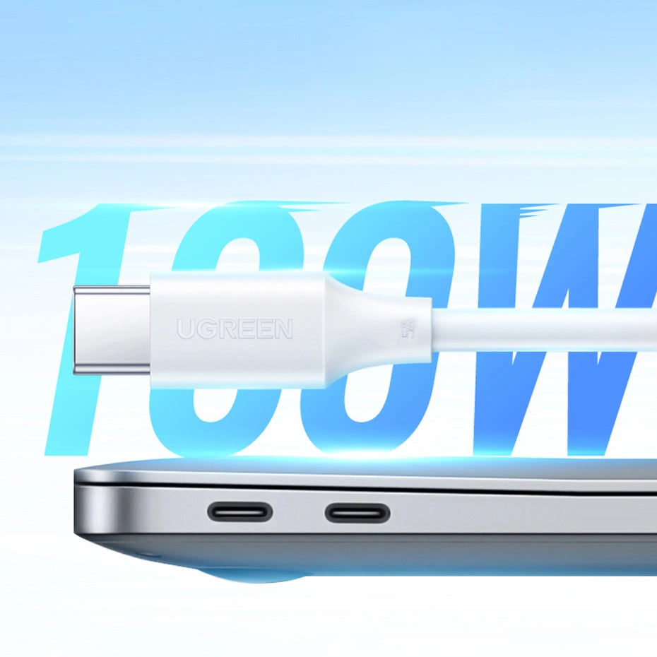 Ugreen US562 USB-C - USB-C PD QC kabel 100W 480Mb/s 1m - hvid