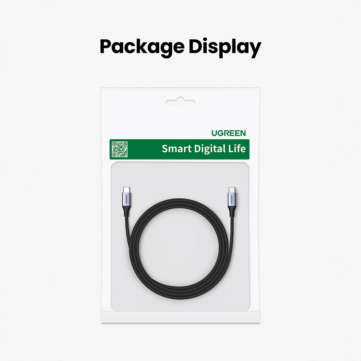 Ugreen US535 USB-C / USB-C PD kabel 240W 5A 1m - grå