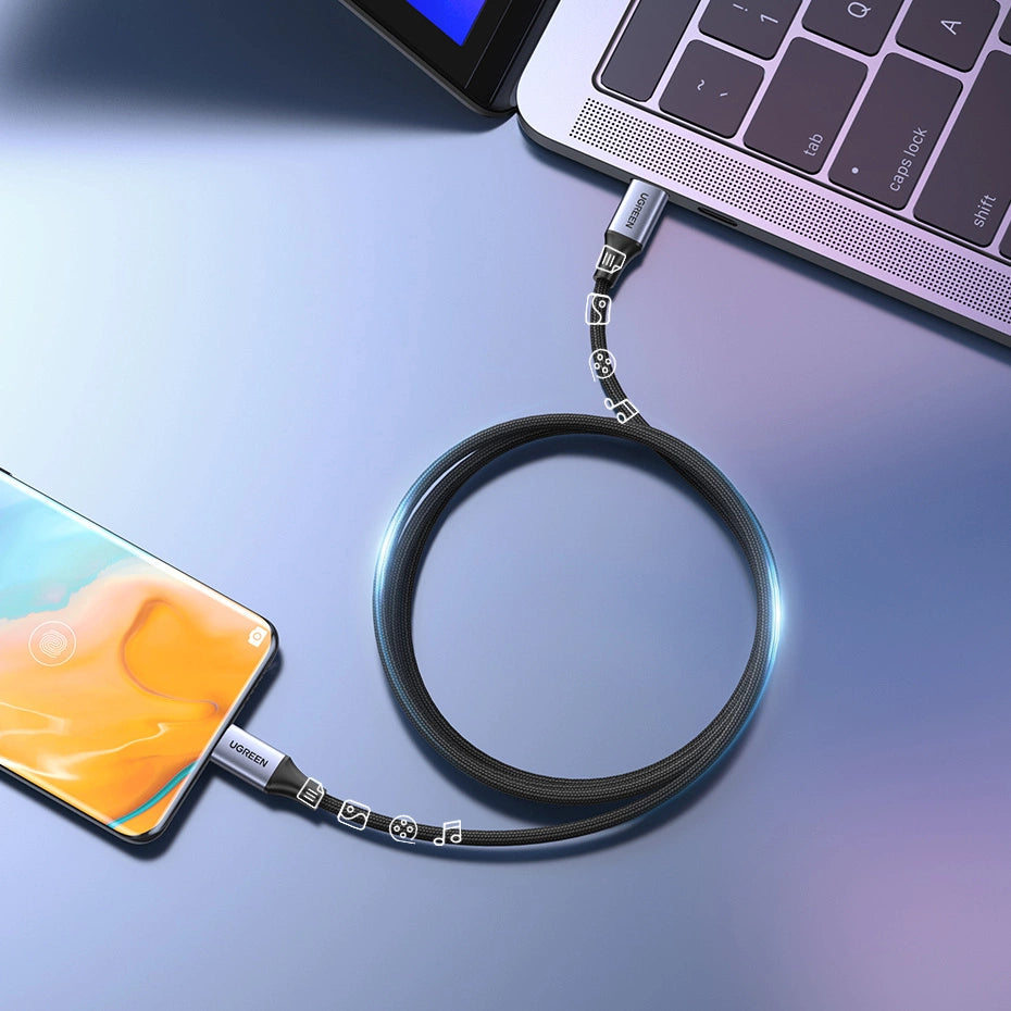 Ugreen US535 USB-C / USB-C PD kabel 240W 5A 1m - grå