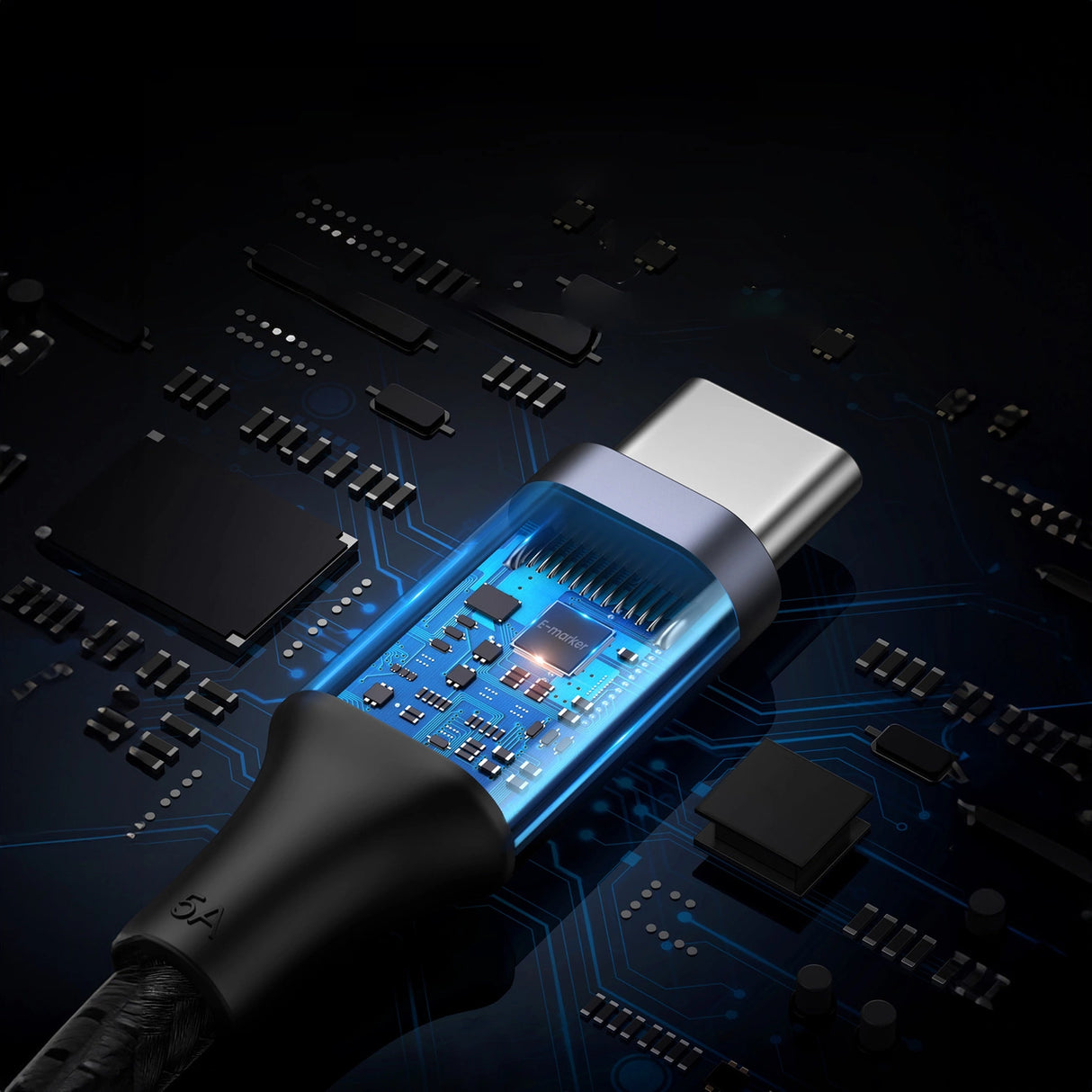 Grøn US316 USB-C / USB-C kabel 480Mb/s 5A 0,5m - Grå