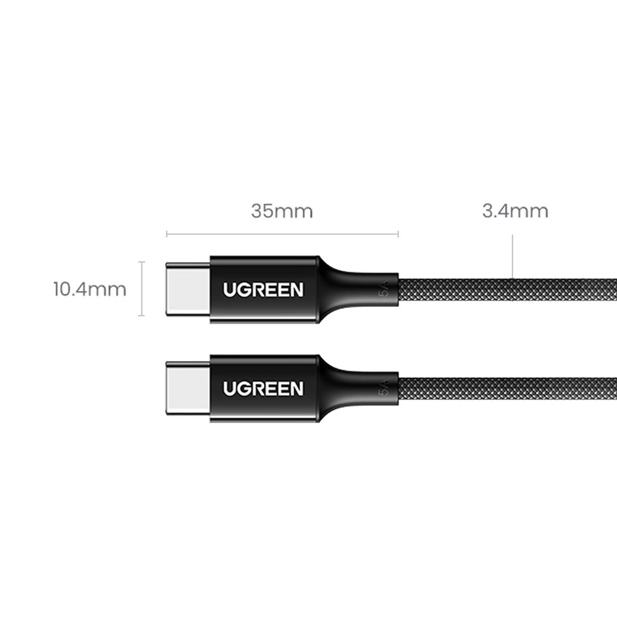 Ugreen US557 USB-C / USB-C PD kabel 100W 1m - sort