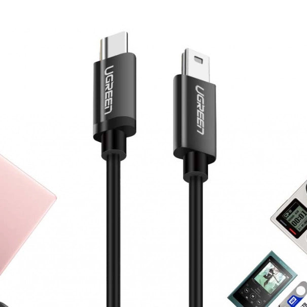 Ugreen US242 USB-C (mand) / mini USB (mand) kabel 1 m - sort