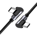 Grøn US323 vinklet USB-C - USB-C PD QC kabel 60W 3A 2m - sort