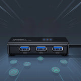 Ugreen 20265 USB-A / RJ45 1000 Mbps HUB 3x USB 3.0 netværksadapter - sort