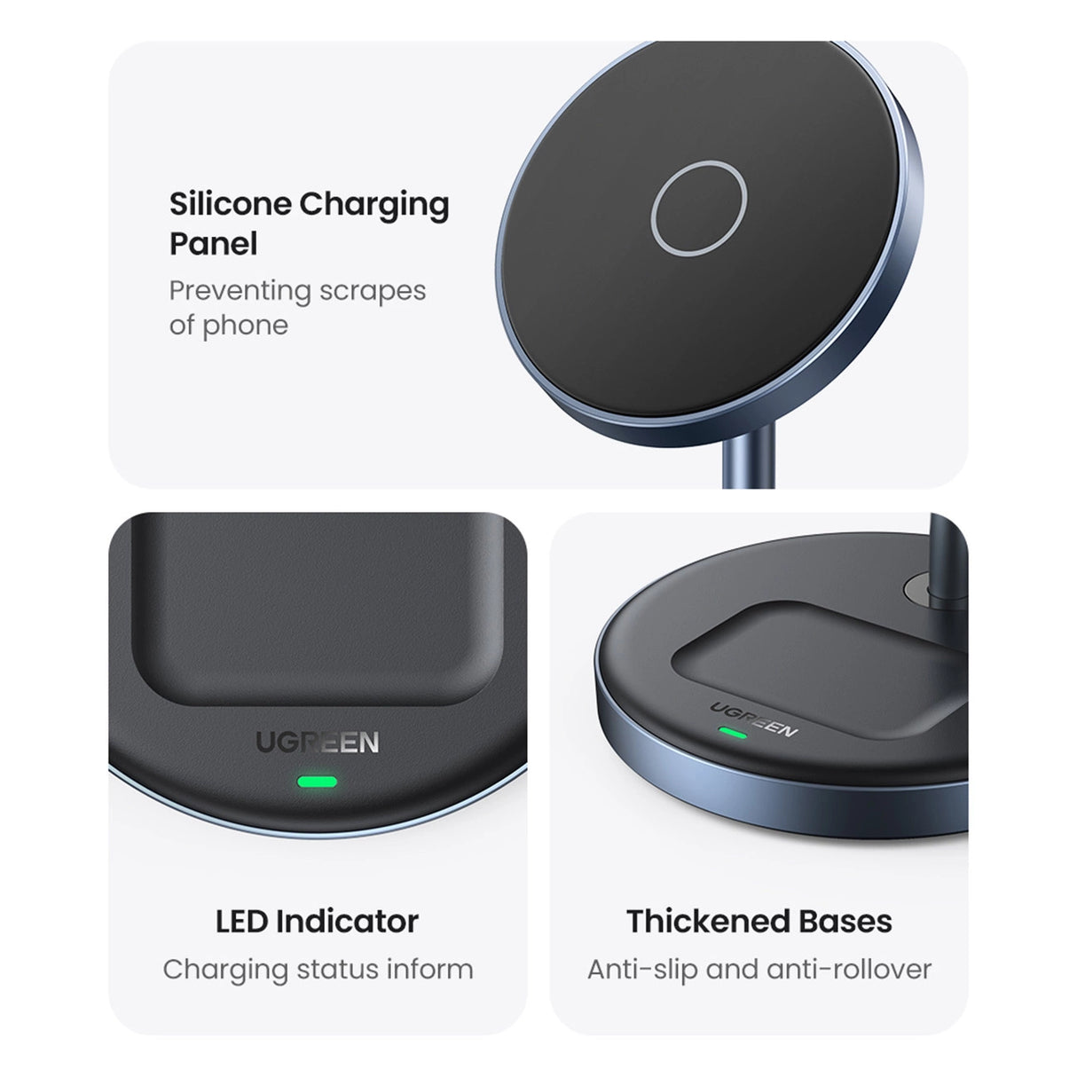 Ugreen CD317 MagSafe / Qi 2in1 ladestation - sort