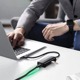 Ugreen 20264 RJ45 / USB-A 10/100Mbps HUB netværksadapter 3x USB-A 2.0 - sort