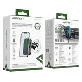 Acefast D18 bilholder med MagSafe / Qi induktiv oplader + USB-A USB-C kabel - sort