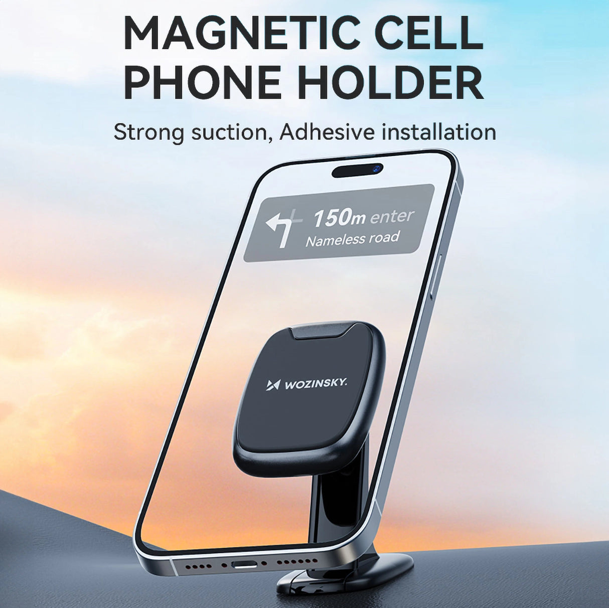 Wozinsky WUMTD magnetisk telefonholder til bilens instrumentbræt - sort
