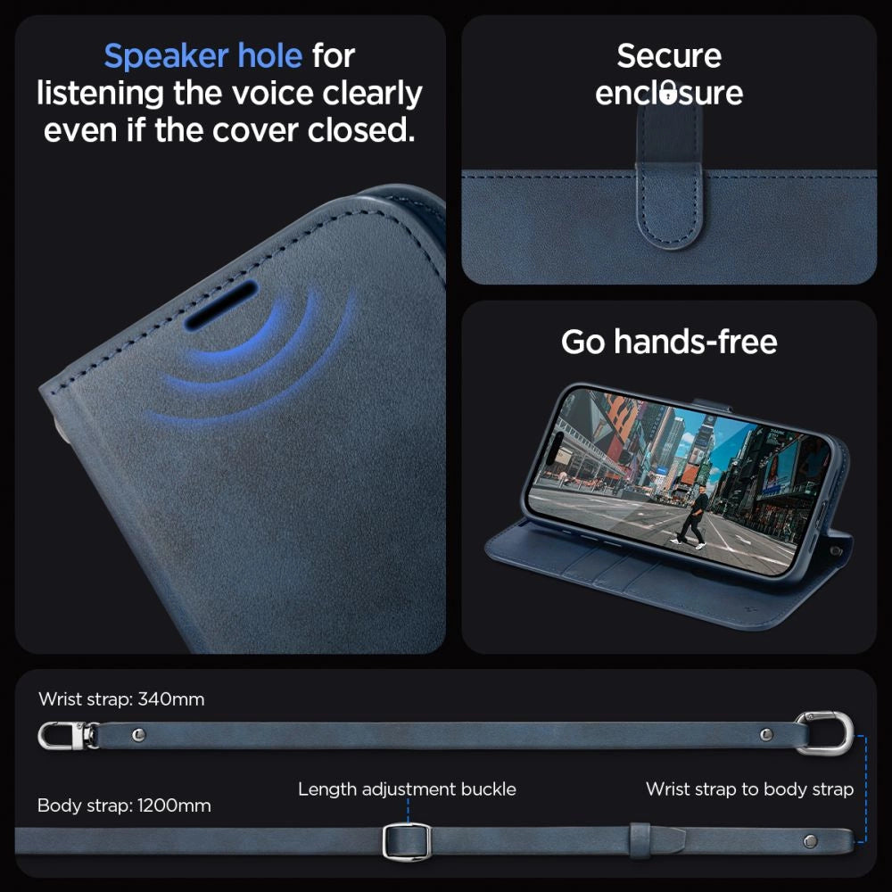 Spigen Wallet S Pro Case til iPhone 15 Pro - Navy Blue