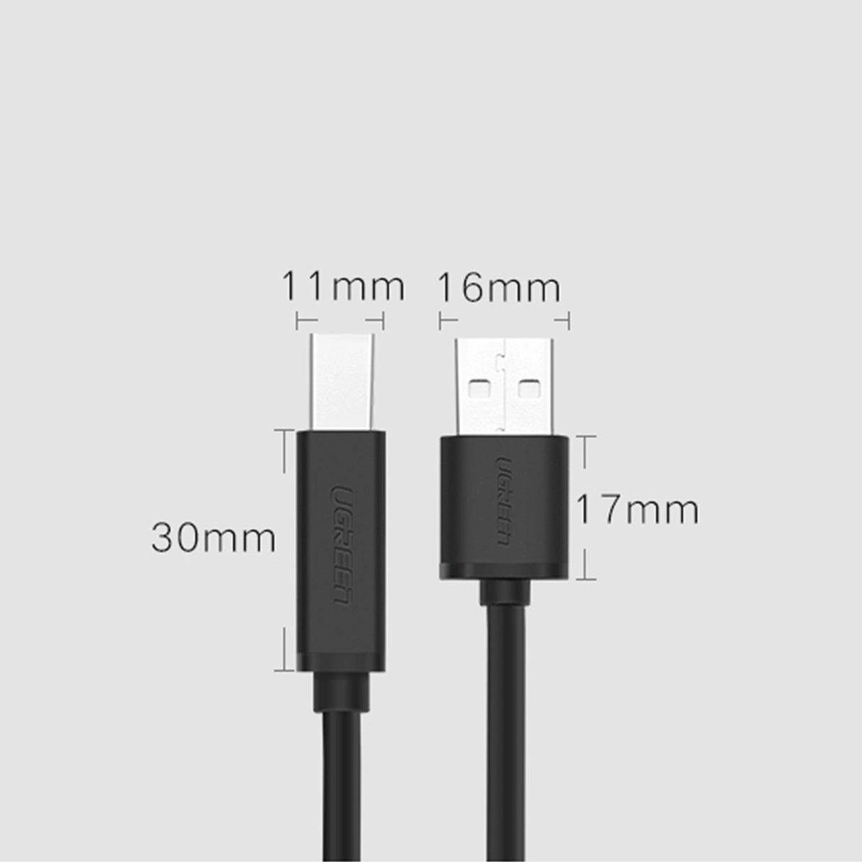 Ugreen US122 USB-B USB-A 2.0 printerkabel 10m - sort