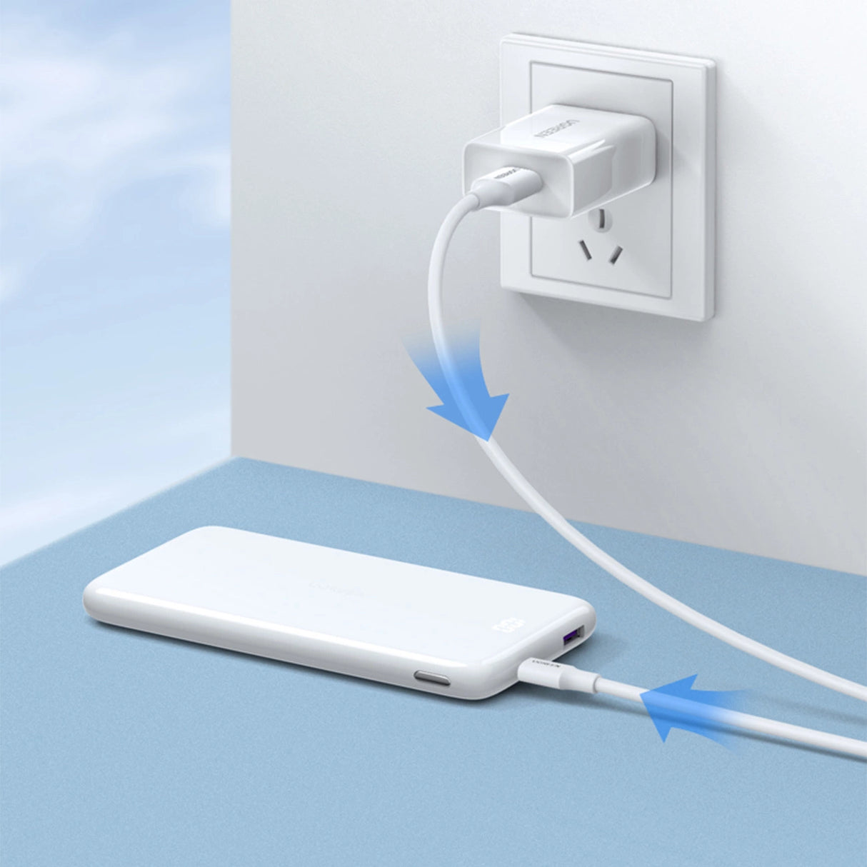 Grøn US289 60143 micro USB / USB-A kabel 2m - hvid