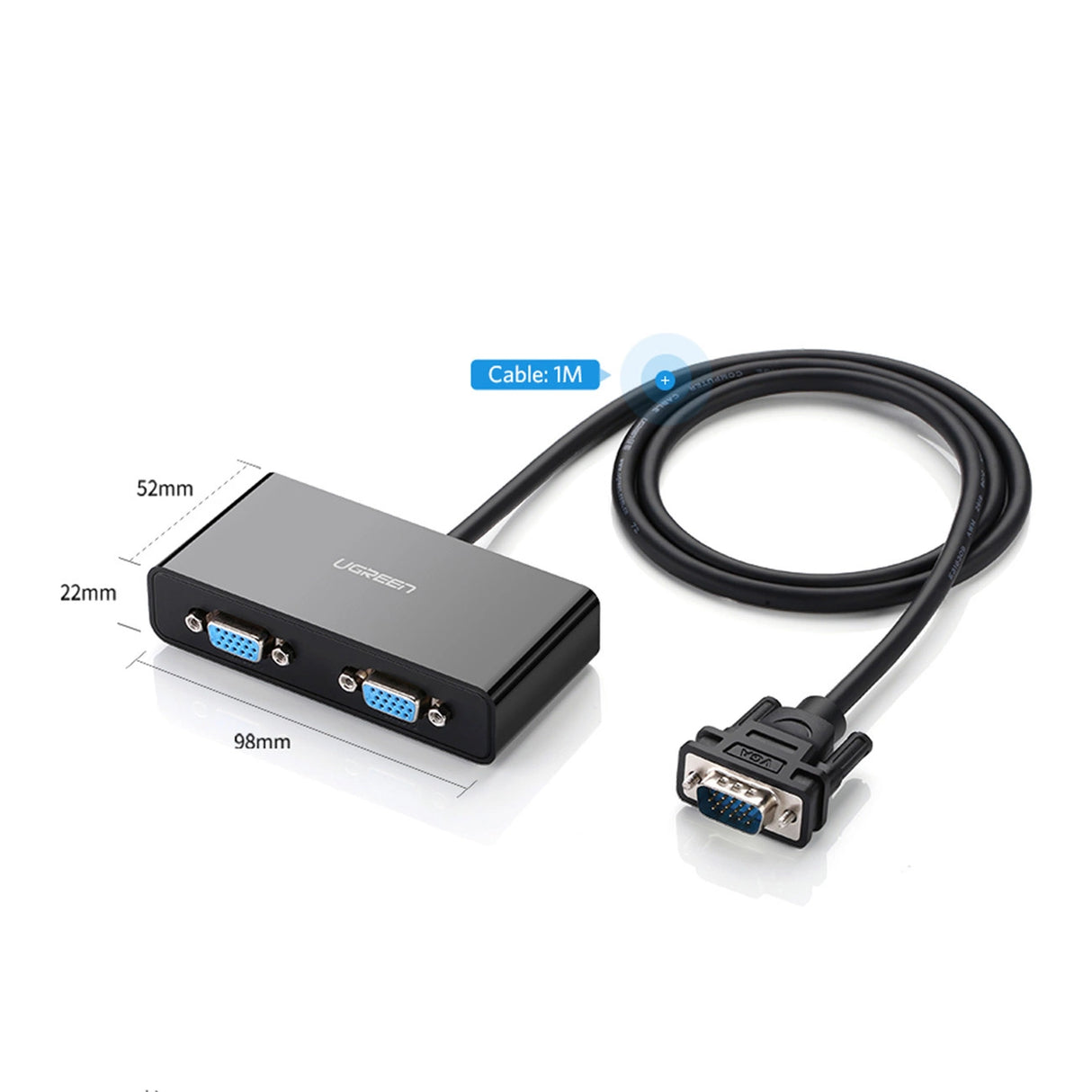Ugreen 40254 1x2 VGA splitter - sort