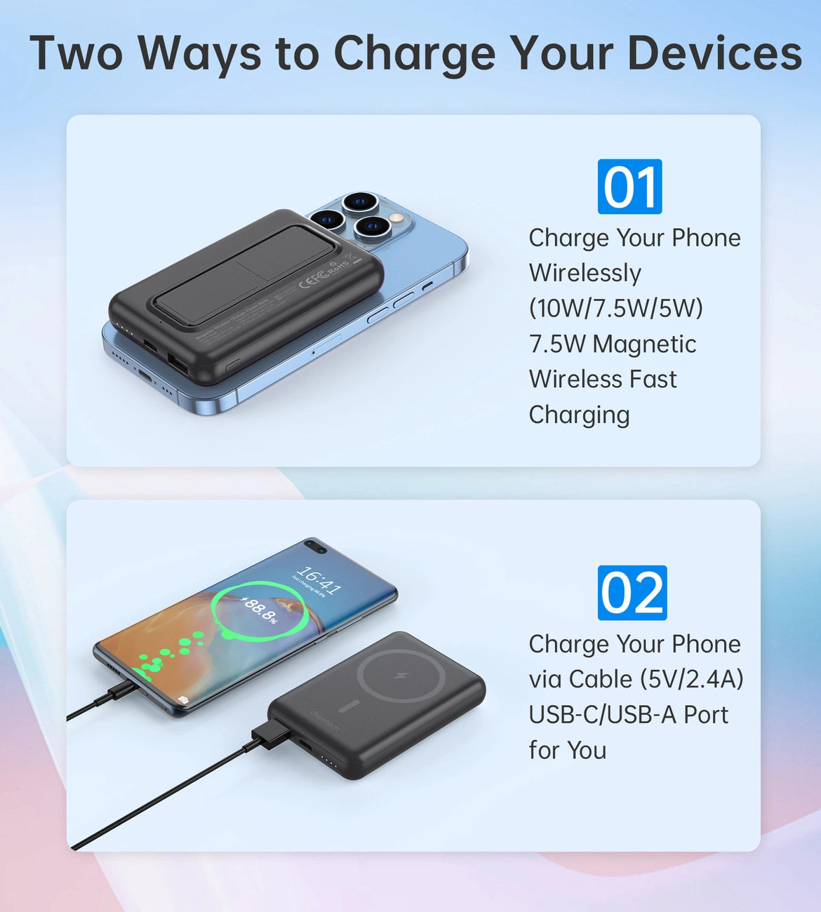 Choetech B662 trådløs MagSafe 5000mAh powerbank - sort