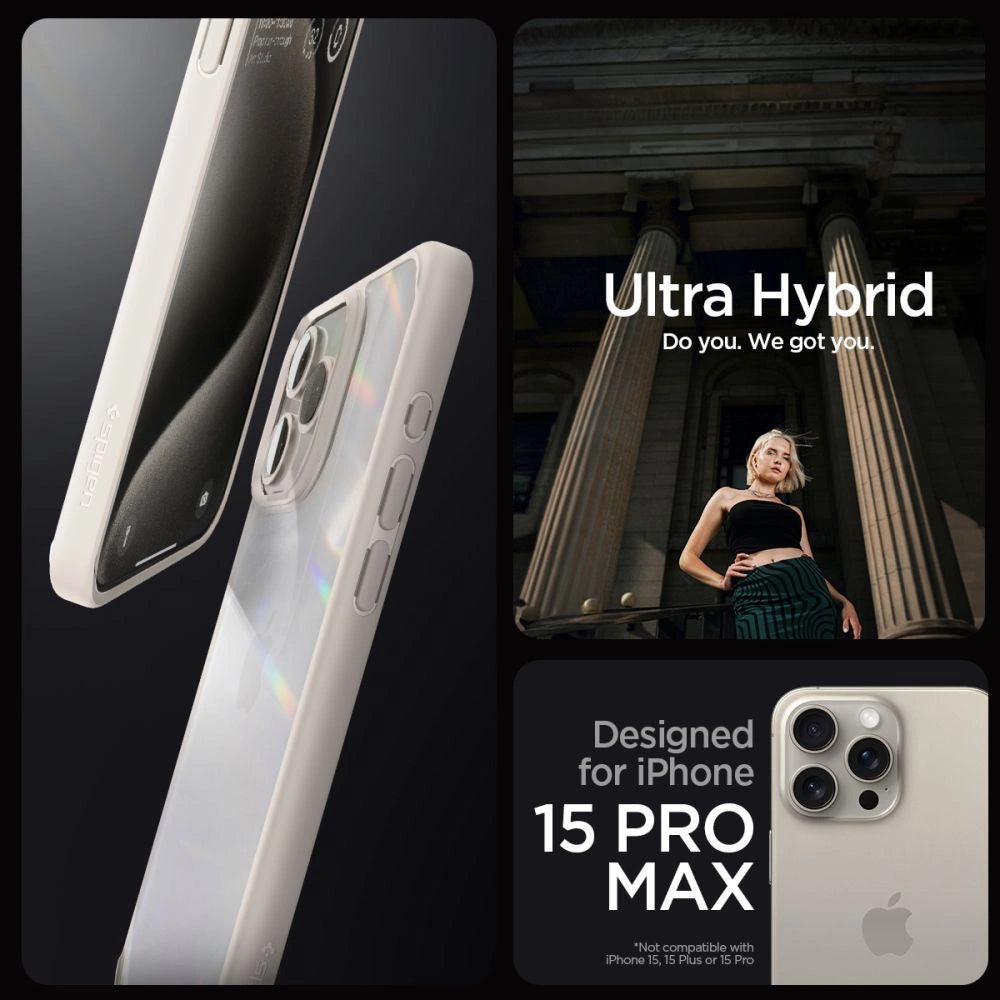 Spigen Ultra Hybrid iPhone 15 Pro Case - Naturligt titanium