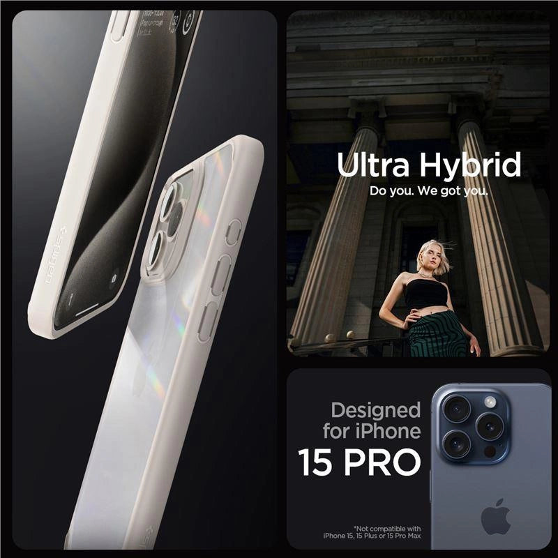 Spigen Ultra Hybrid iPhone 15 Pro Case - Naturligt titanium