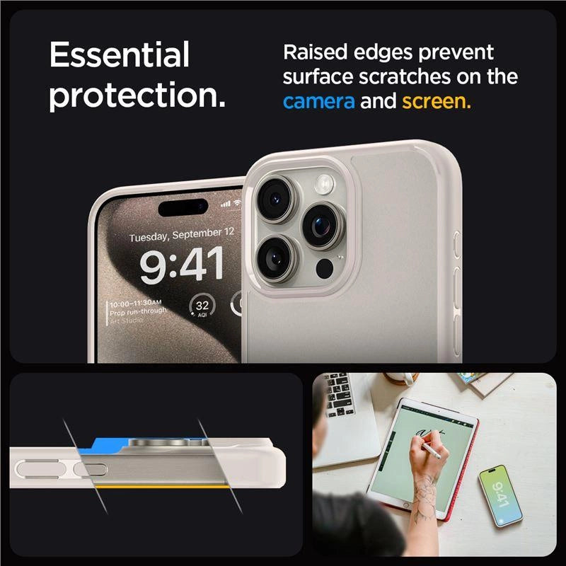 Spigen Ultra Hybrid iPhone 15 Pro Case - Naturligt titanium