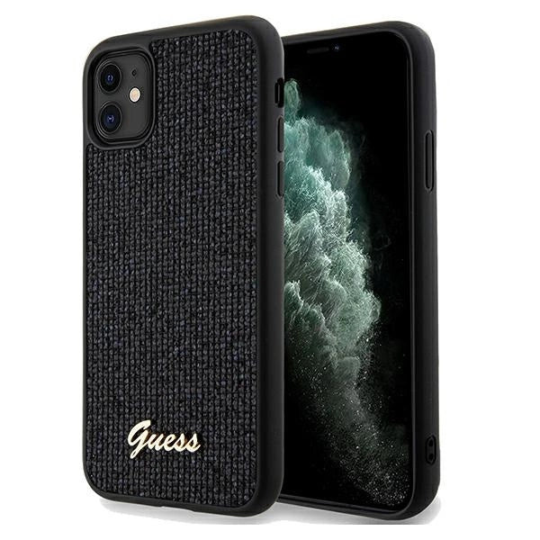 Guess Disco Metal Script-hylster til iPhone 11 / Xr - sort