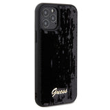 Guess Sequin Script Metallæske til iPhone 12/12 Pro - sort