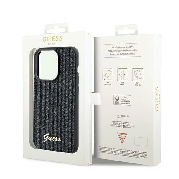 Guess Disco Metal Script-hylster til iPhone 13 Pro / 13 - sort