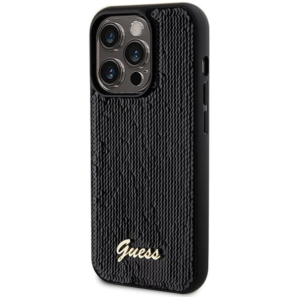 Guess Sequin Script Metallæske til iPhone 13 Pro Max - sort