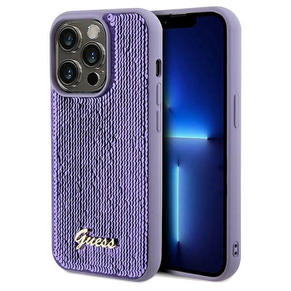 Guess Sequin Script Metallæske til iPhone 13 Pro Max - lilla