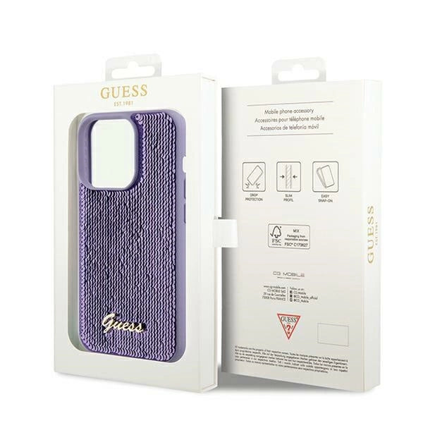 Guess Sequin Script Metallæske til iPhone 13 Pro Max - lilla