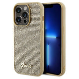 Guess Disco Metal Script-hylster til iPhone 14 Pro - guld