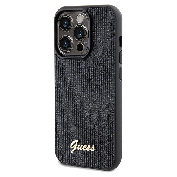 Guess Disco Metal Script-hylster til iPhone 14 Pro - sort
