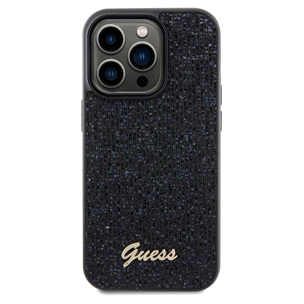 Guess Disco Metal Script-hylster til iPhone 14 Pro - sort