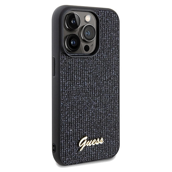 Guess Disco Metal Script-hylster til iPhone 14 Pro - sort