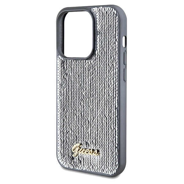 Guess Sequin Script Metallæske til iPhone 14 Pro Max - sølv