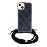 Guess Crossbody Cord 4G Print Case til iPhone 15/14/13 - sort