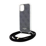 Guess Crossbody Cord 4G Print Case til iPhone 15/14/13 - sort
