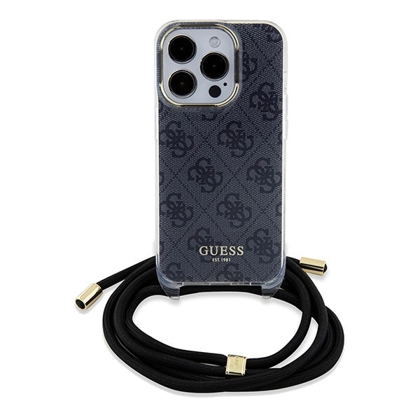 Guess Crossbody Cord 4G Print case til iPhone 15 Pro Max - sort