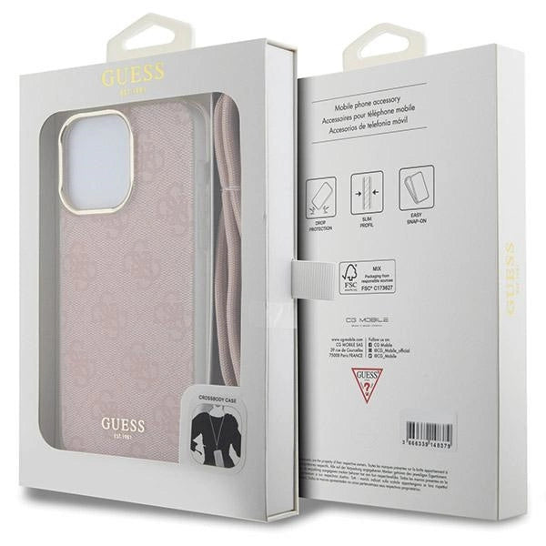 Guess Crossbody Cord 4G Print case til iPhone 15 Pro Max - pink