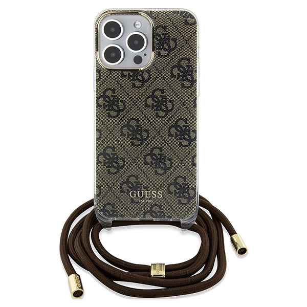 Guess Crossbody Cord 4G Print case til iPhone 15 Pro Max - brun