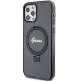 Guess Ring Stand Script Glitter MagSafe-hylster til iPhone 12/12 Pro - sort