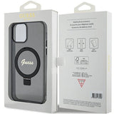 Guess Ring Stand Script Glitter MagSafe-hylster til iPhone 12/12 Pro - sort