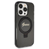 Guess Ring Stand Script Glitter MagSafe-hylster til iPhone 13 Pro Max - sort
