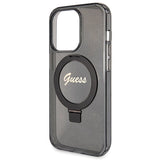 Guess Ring Stand Script Glitter MagSafe-hylster til iPhone 13 Pro Max - sort