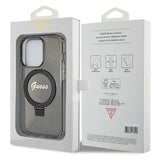 Guess Ring Stand Script Glitter MagSafe-hylster til iPhone 13 Pro Max - sort