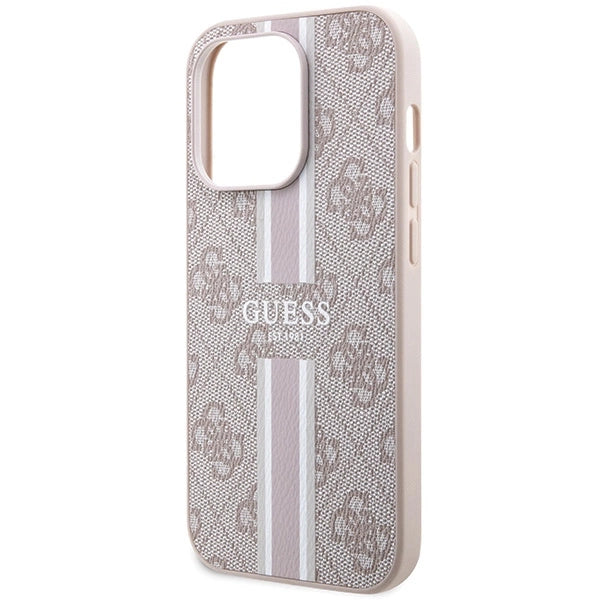 Guess 4G Printed Stripes MagSafe-hylster til iPhone 15 Pro - pink