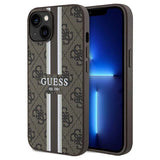Guess 4G Printed Stripes MagSafe case til iPhone 15/14/13 - brun