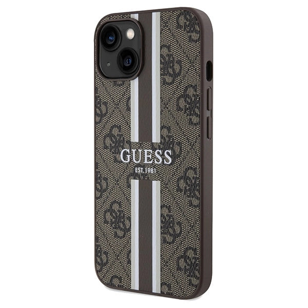 Guess 4G Printed Stripes MagSafe case til iPhone 15/14/13 - brun