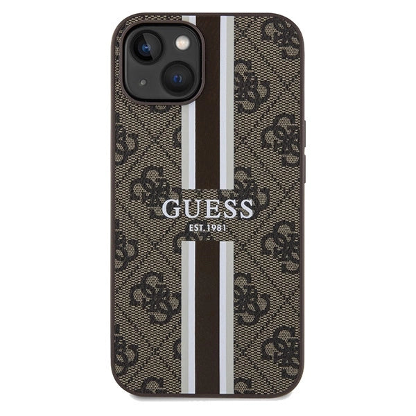 Guess 4G Printed Stripes MagSafe case til iPhone 15/14/13 - brun